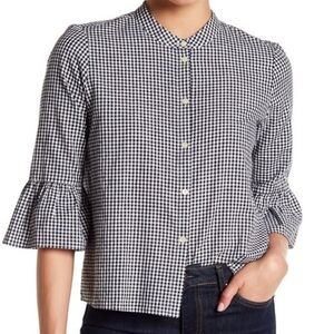 Madewell Black and White Gingham Button-Front Blouse